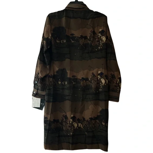 NWT Deadstock VTG Lauren Ralph Lauren Silk Polo Horse Print Shirtdress - Picture 2 of 7